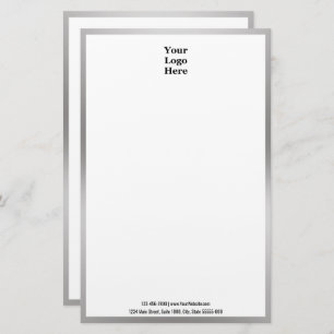 Business Black White en Silver Your Logo Briefpapier