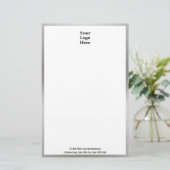 Business Black White en Silver Your Logo Briefpapier (Staand voorkant)