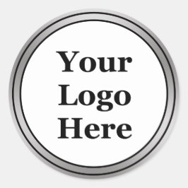 Business Black White en Silver Your Logo Ronde Sticker