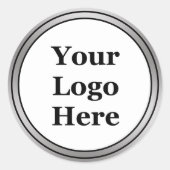 Business Black White en Silver Your Logo Ronde Sticker (Voorkant)