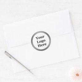 Business Black White en Silver Your Logo Ronde Sticker