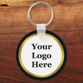 Business Black White Gold 2-zijdig Uw Logo hier Sleutelhanger (Voorkant)