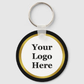 Business Black White Gold 2-zijdig Uw Logo hier Sleutelhanger (Achterkant)