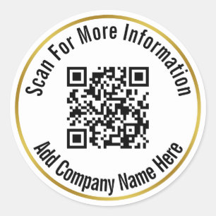 Business Black White Gold QR Code Text Sjabloon Ronde Sticker