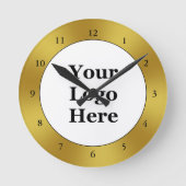 Business Black White Gold Uw Logo Sjabloon Ronde Klok (Voorkant)