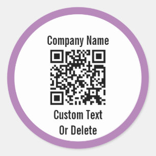 Business Black White Lavender QR Code Company Name Ronde Sticker