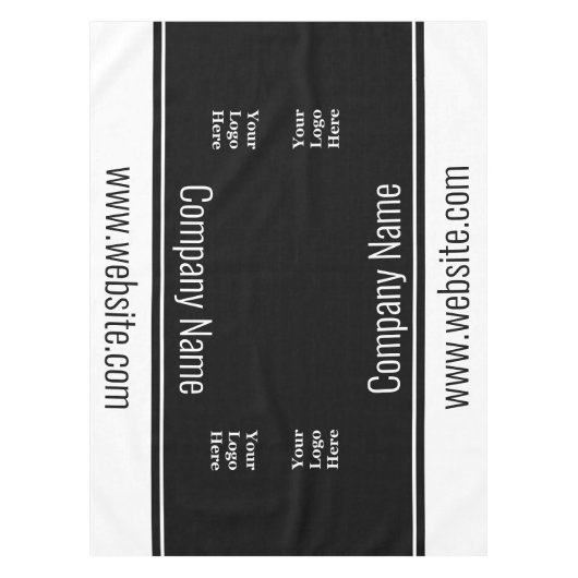 Business Black White Text Your Logo here Sjabloon Tafelkleed (Voorkant)
