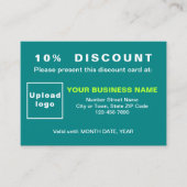 Business Blauwgroen Discount Kaart Kortingskaartje (Voorkant)