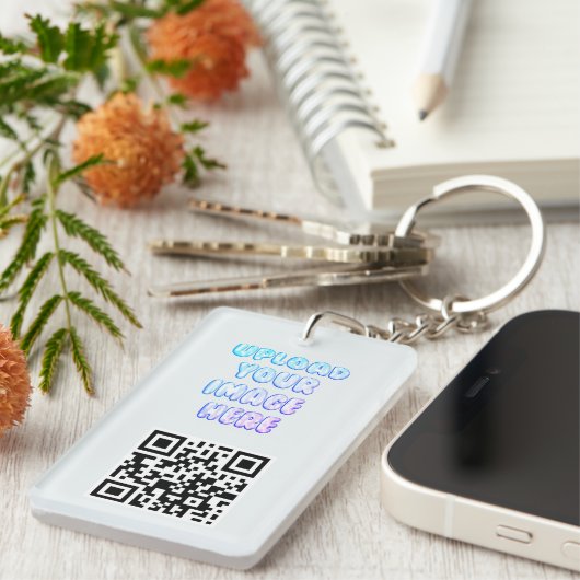 Business Brand and QR Code Logo Keychain (Voorkant Rechts)