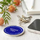 Business Brand Blue Round Premium-Sleutelhanger Sleutelhanger (Zijkant)