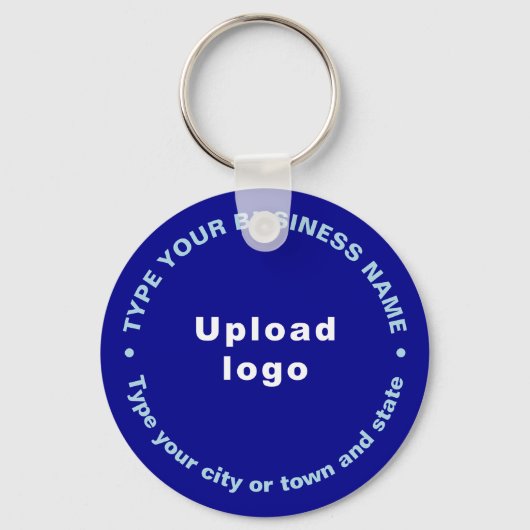 Business Brand Blue Round Sleutelhanger (Voorkant)