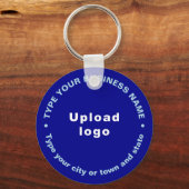 Business Brand Blue Round Sleutelhanger (Voorkant)