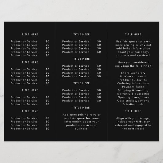 Business Branded Moderne Zwart Gevouwen Brochure (Achterkant)