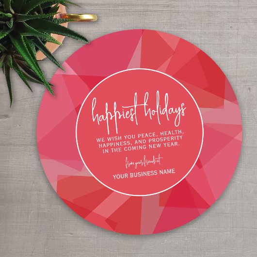 Business Branding - Mod Abstract rood roze Happy Feestdagenkaart