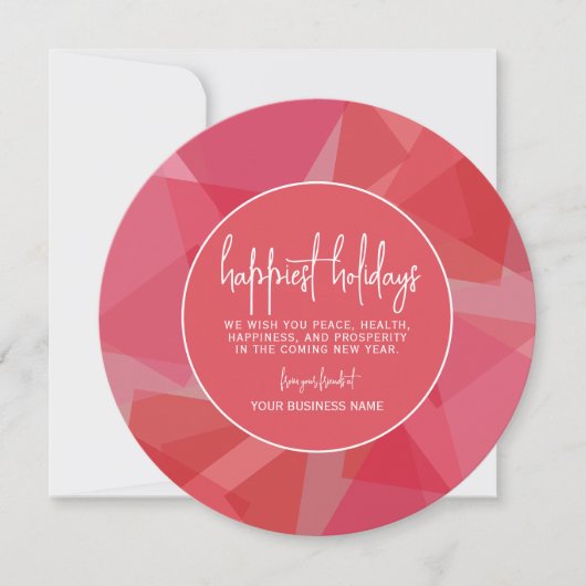 Business Branding - Mod Abstract rood roze Happy Feestdagenkaart (Voorkant)