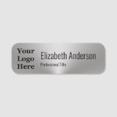 Business Brushed Metal Look Your Logo Functie Naamplaatje (Voorkant)
