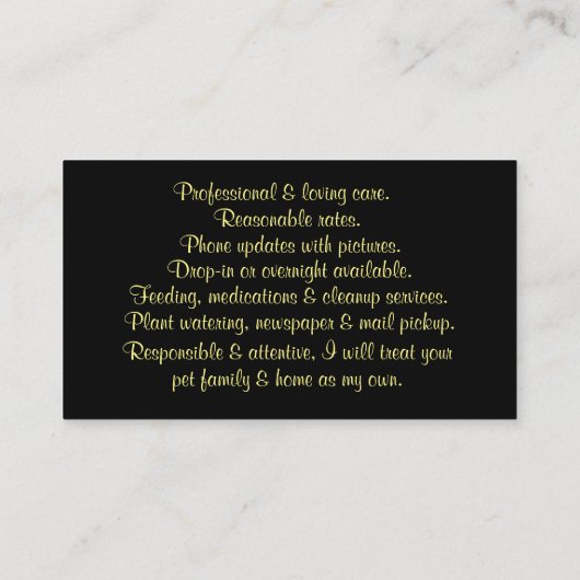 Business Busine voor Cute en Fun House en Pet Visitekaartje (Achterkant)