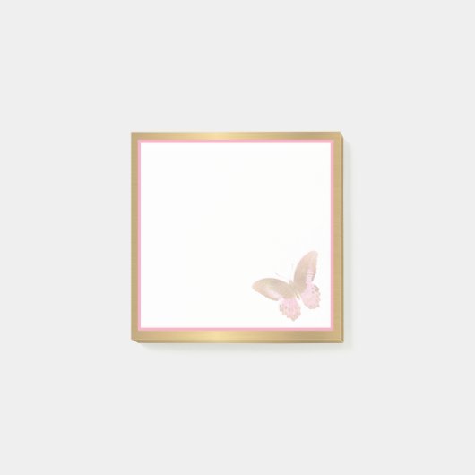 Business Butterfly roze Gold 3x3 Post-it® Notes (Voorkant)