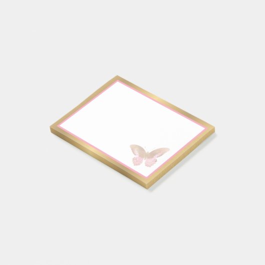Business Butterfly roze Gold 4x3 Post-it® Notes (Schuin)
