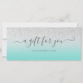 Business Cadeaubon Blauwgroen Silver Glitter (Voorkant)