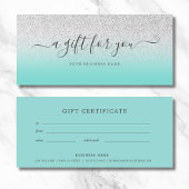 Business Cadeaubon Blauwgroen Silver Glitter