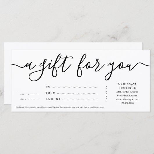 Business Cadeaubon | Gewoon recht (Voorkant / Achterkant)