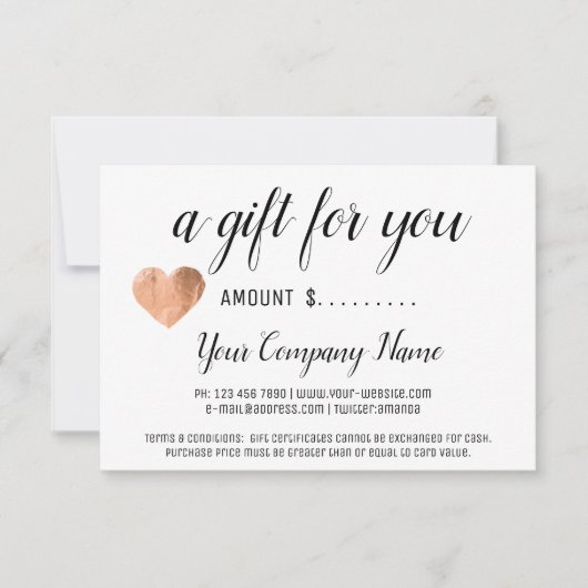 Business Cadeaubon Gewoon zwart wit hart (Voorkant)