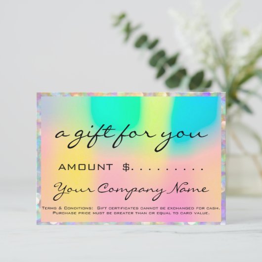 Business Cadeaubon Holograaf Roze Logo (Staand voorkant)