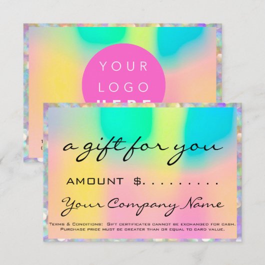 Business Cadeaubon Holograaf Roze Logo (Voorkant / Achterkant)