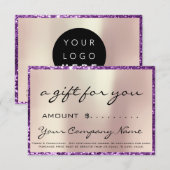 Business Cadeaubon Paars Roos Pearl Logo (Voorkant / Achterkant)