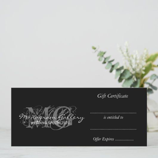 Business Cadeaubon Sjabloon met monogram (Staand voorkant)