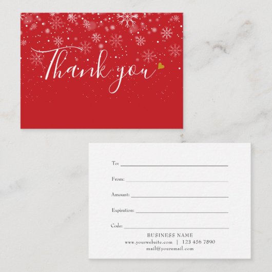 Business Cadeaubonnen Kerstmis Sneeuw Dank je Klantenkaartje (Voorkant / Achterkant)