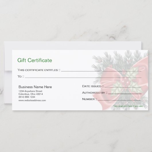 Business Cadeaubonnen Mistletoe & Red Bow (Achterkant)