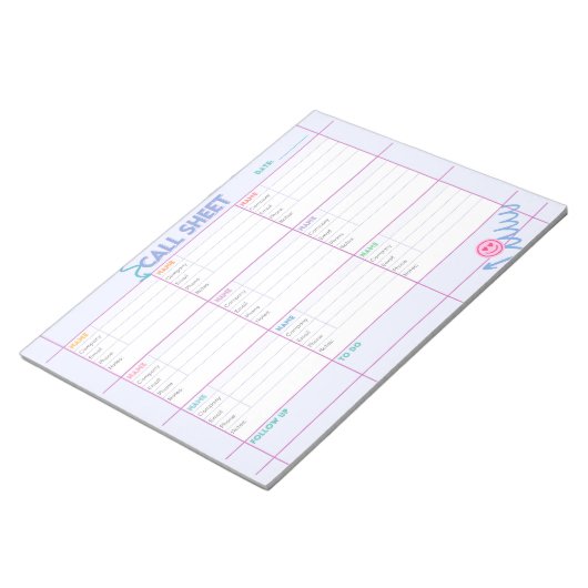 Business Call Planner & Tracking Sheet Notitieblok (Schuin)
