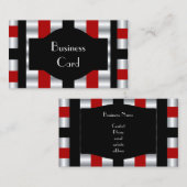 Business Card Elegant Stripe Red White Black Visitekaartje (Voorkant / Achterkant)