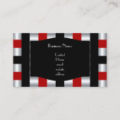 Business Card Elegant Stripe Red White Black Visitekaartje (Achterkant)