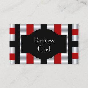 Business Card Elegant Stripe Red White Black Visitekaartje