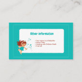 Business card for babysitter, childcare visitekaartje (Achterkant)