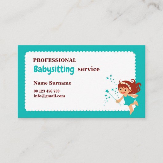 Business card for babysitter, childcare visitekaartje (Voorkant)