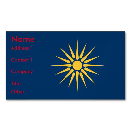 Business Card Magnet with Flag of Macedonia Magnetisch Visitekaartje (Voorkant)
