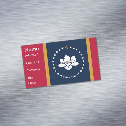 Business Card Magnet with Flag of Mississippi Magnetisch Visitekaartje (Voorbeeld)