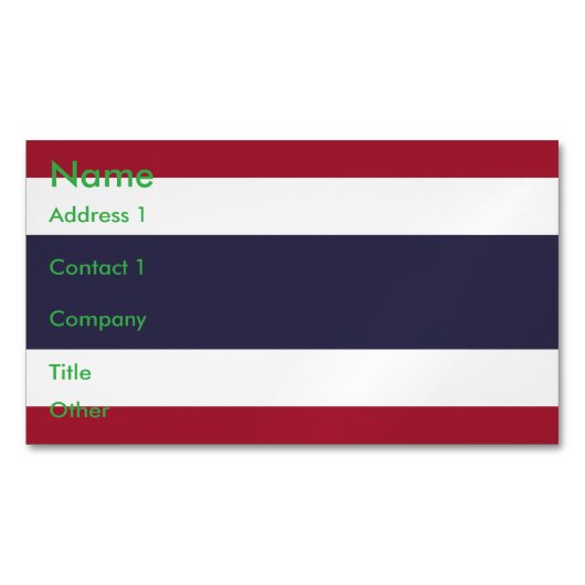 Business Card Magnet with Flag of Thailand Magnetisch Visitekaartje (Voorkant)