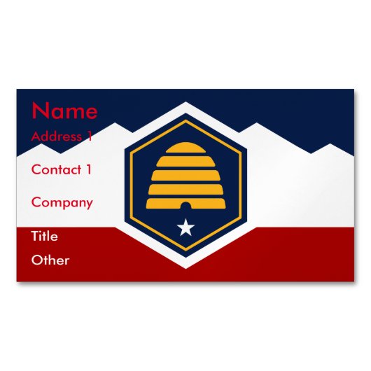 Business Card Magnet with Flag of Utah, US Magnetisch Visitekaartje (Voorkant)
