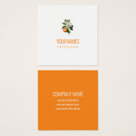 BUSINESS CARD : "ORANGE BLOSSOM" : ORANGE TEXT VIERKANTE VISITEKAARTJES