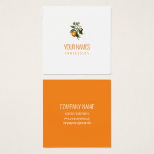 BUSINESS CARD : "ORANGE BLOSSOM" : ORANGE TEXT VIERKANTE VISITEKAARTJES