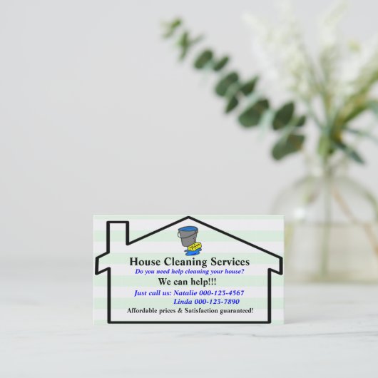 Business Card-sjabloon voor het schoonmaken van ka Visitekaartje (Staand voorkant)