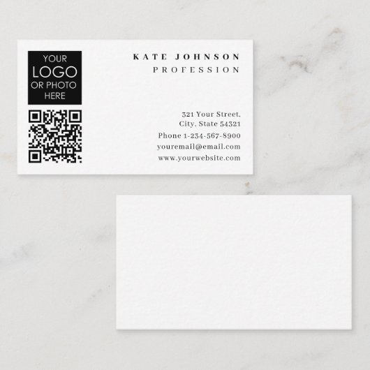 Business Card Template Plain White Generic Logo Visitekaartje (Voorkant / Achterkant)