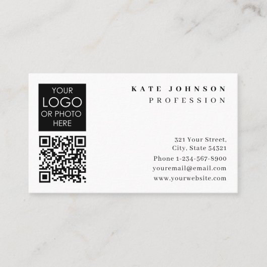 Business Card Template Plain White Generic Logo Visitekaartje (Voorkant)