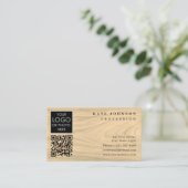 Business Card Template Plain White Generic Wood Visitekaartje (Staand voorkant)