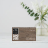 Business Card Template Plain White Generic Wood Visitekaartje (Staand voorkant)